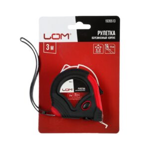 Рулетка LOM 3м х 16мм обрезиненный корпус